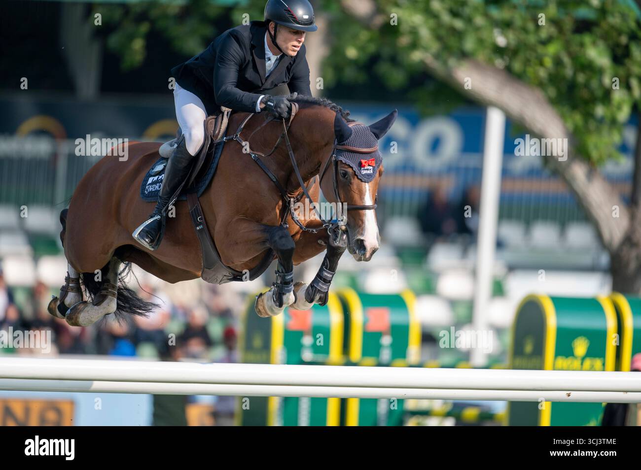 Calgary, Alberta, Kanada, 4. September 2025. Max Kühner (AUT) Riding Count on Me 19 - CSIO Fichte Meadows Masters, - CANA Cup. Quelle: Peter Llewellyn/Alamy Live News Stockfoto