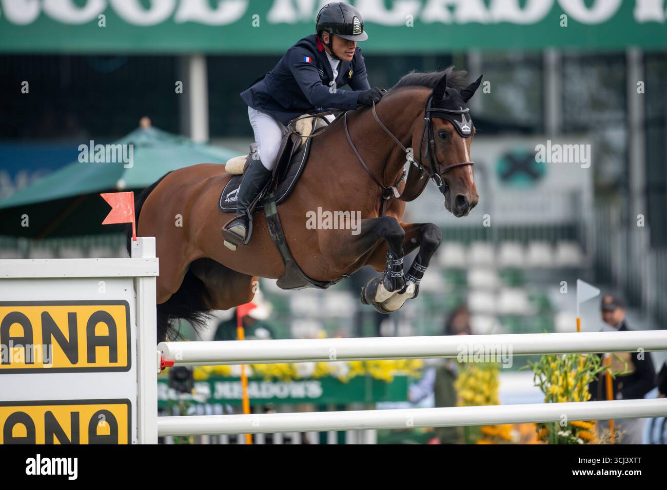 Calgary, Alberta, Kanada, 4. September 2025. Olivier Robert (FRA) Riding Iglesias DV - CSIO Spruce Meadows Masters, - CANA Cup - Credit: Peter Llewellyn/Alamy Live News Stockfoto