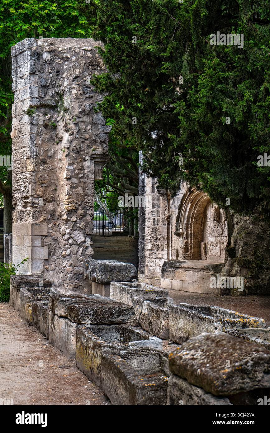 ALYSCAMPS RÖMISCHE NEKROPOLE (300 N. CHR.) ARLES PROVENCE FRANKREICH Stockfoto
