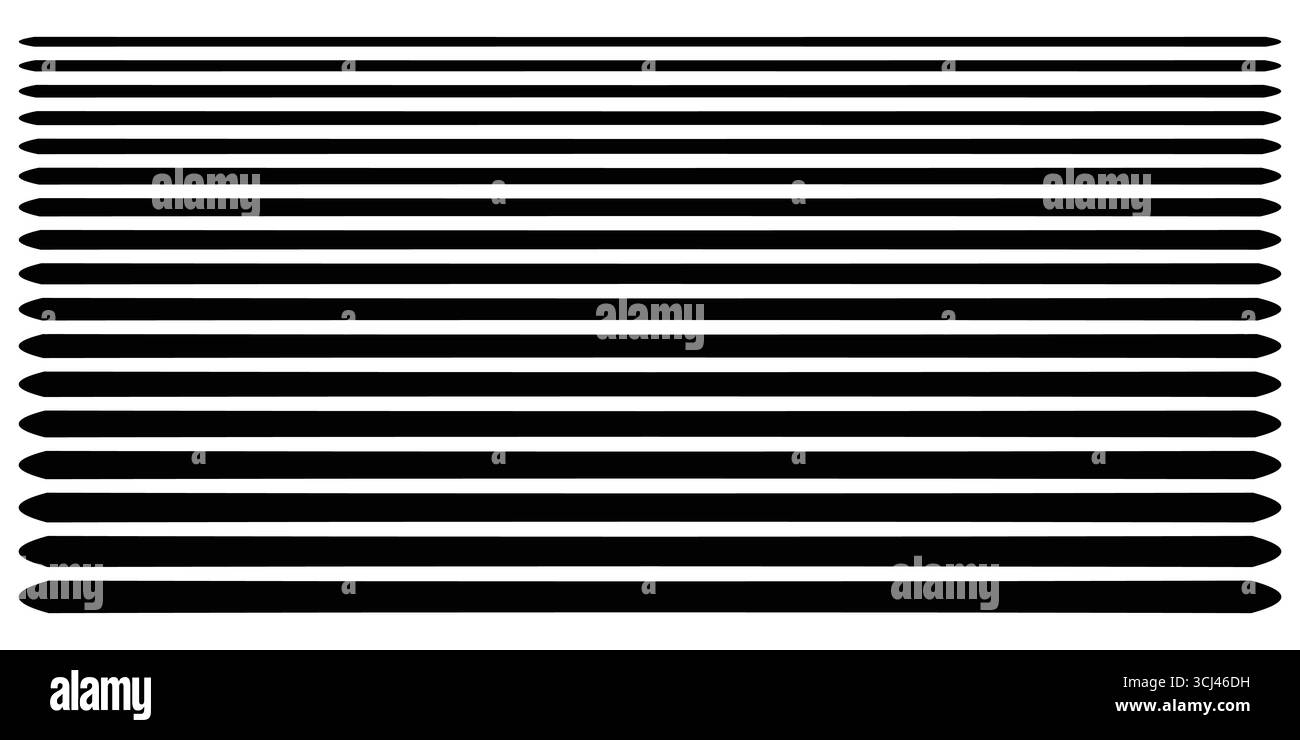 Schwarze und weiße horizontale Linien mit abgerundeten Enden. Stock Vektor