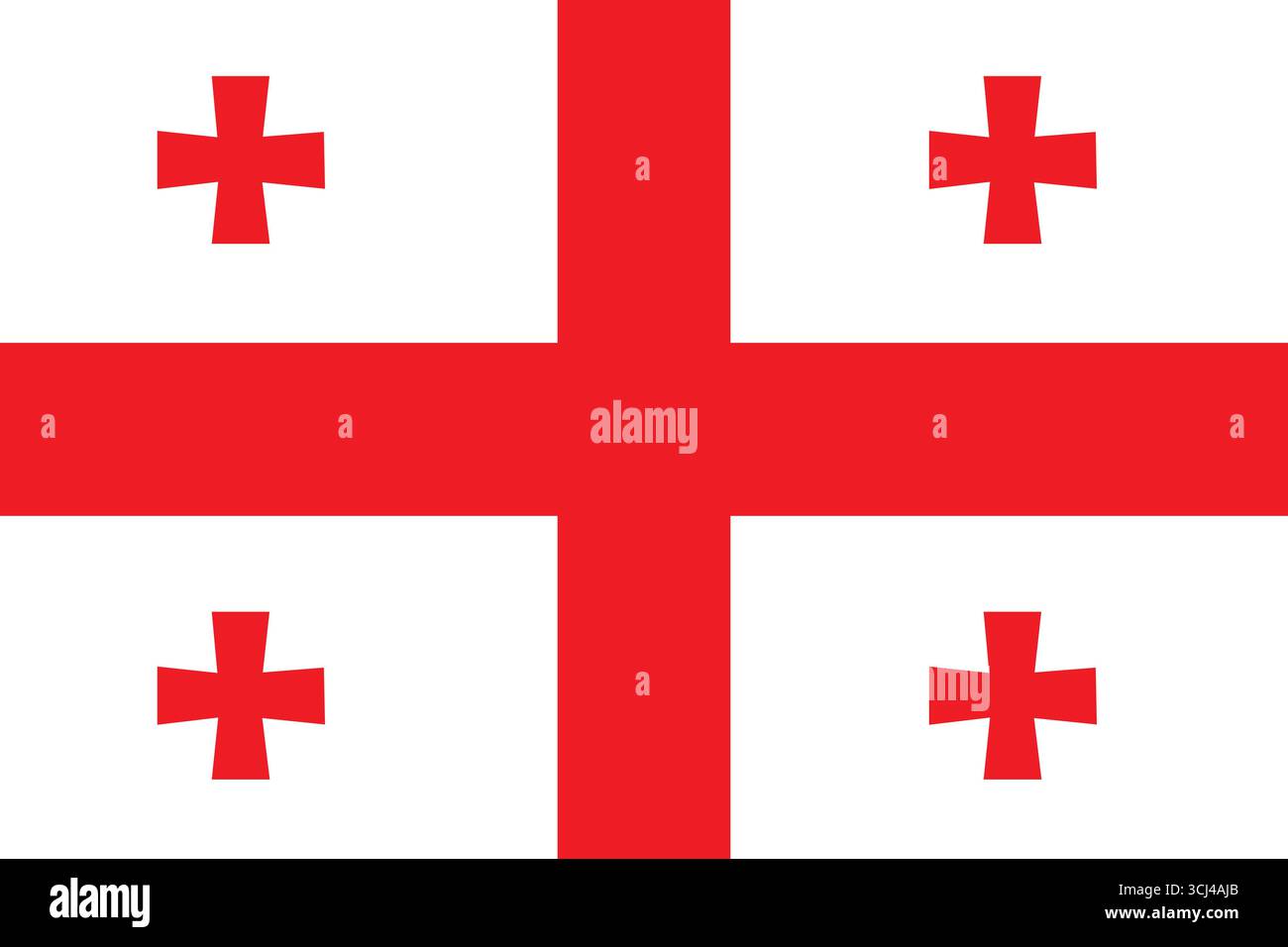 Flacher Vektor der georgischen Nationalflagge mit roten Kreuzen auf weißem Hintergrund. Perfekt für Bildungs-, Kultur- und Designzwecke. Stock Vektor