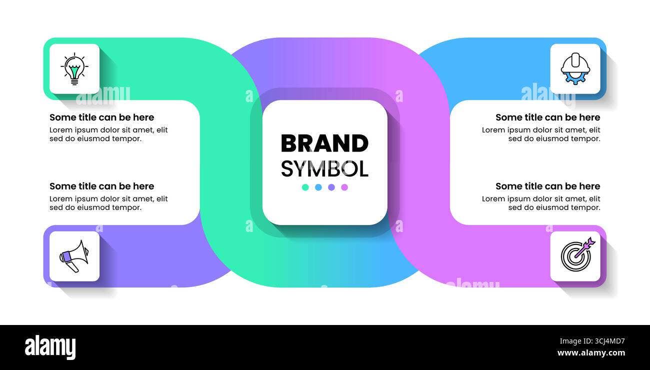 Infografik-Vorlage mit Symbolen und 4 Optionen oder Schritten. Kann für Workflow-Layout, Diagramm, Banner, webdesign verwendet werden. Vektorgrafik Stock Vektor