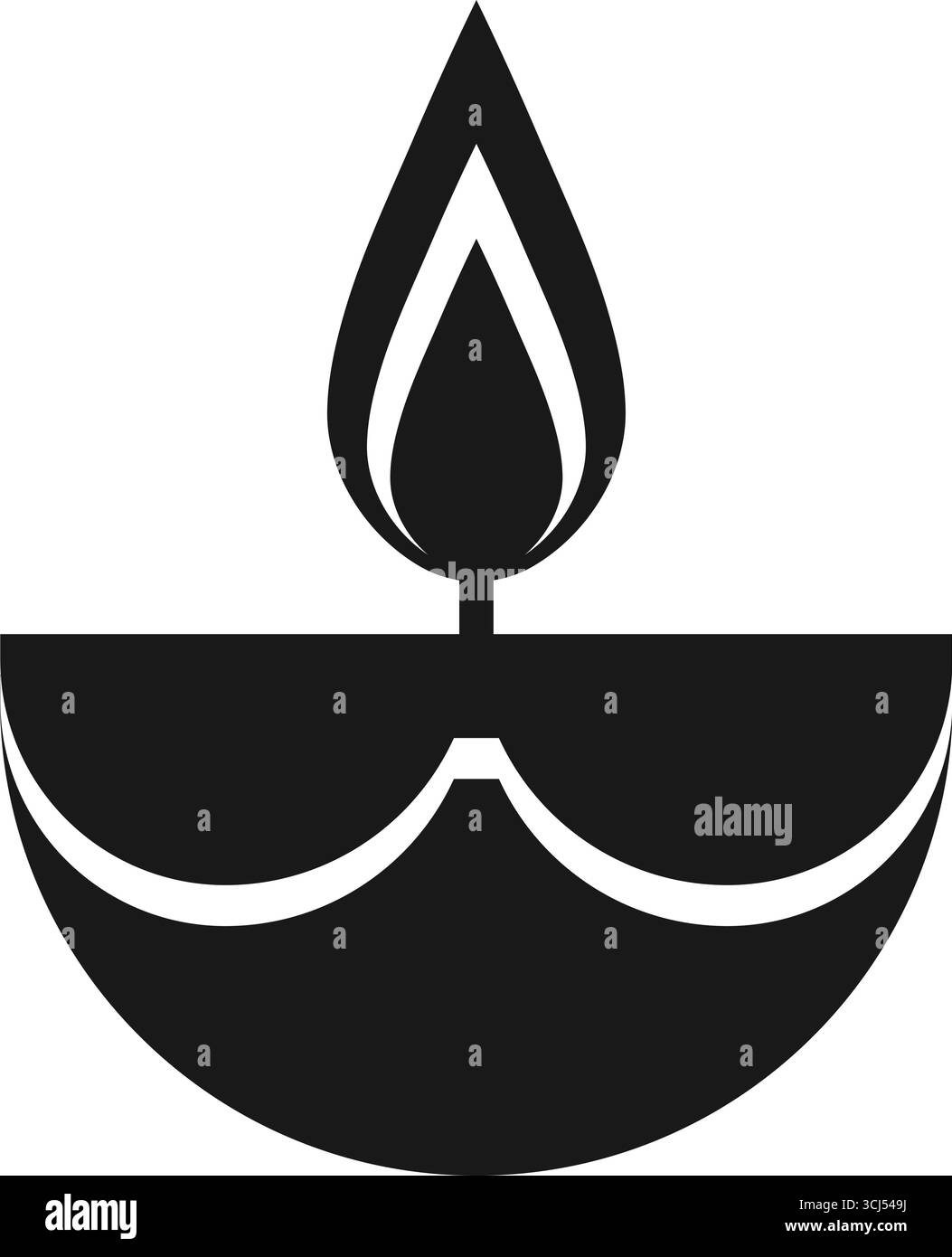 Schwarze Diya Öllampe Silhouette Vektor für Festival Dekoration und Anbetung Stock Vektor