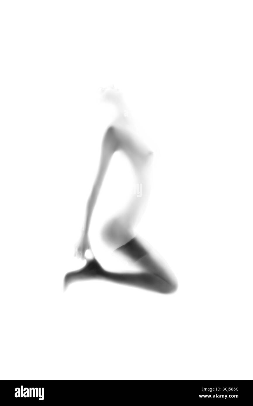 Abstrakte weibliche Silhouette mit hoher Note Schwarzweißbild Stockfoto