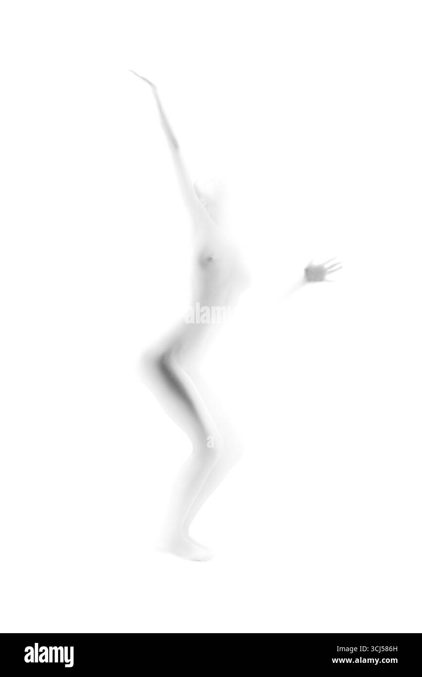 Abstrakte, nicht erkennbare Silhouette einer Frau mit hoher Tonhöhe Stockfoto