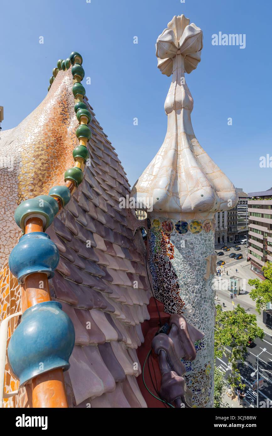Das berühmte Casa Battlo von Antoni Gaudi in Barcelona, Spanien Stockfoto
