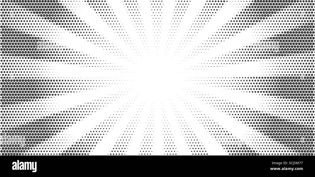 Komischer Hintergrund mit Rasterstrahlen. Pop Art Sunburst Radiallichteffekt. Abstrakter Explosionsfilm. Vektor Stock Vektor