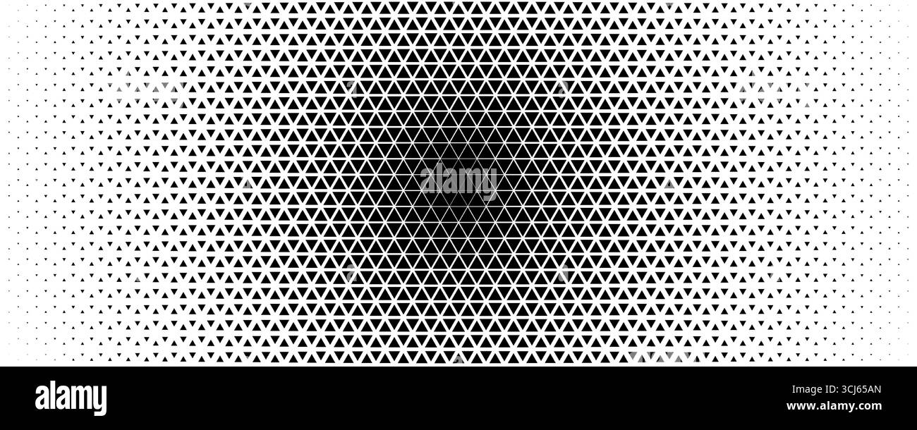 Geometrisches Dreieck-Halbtonmuster mit optischem Illusionseffekt. Perfekt für moderne Poster, technische Hintergründe, Branding und Webdesign. Vektor Stock Vektor