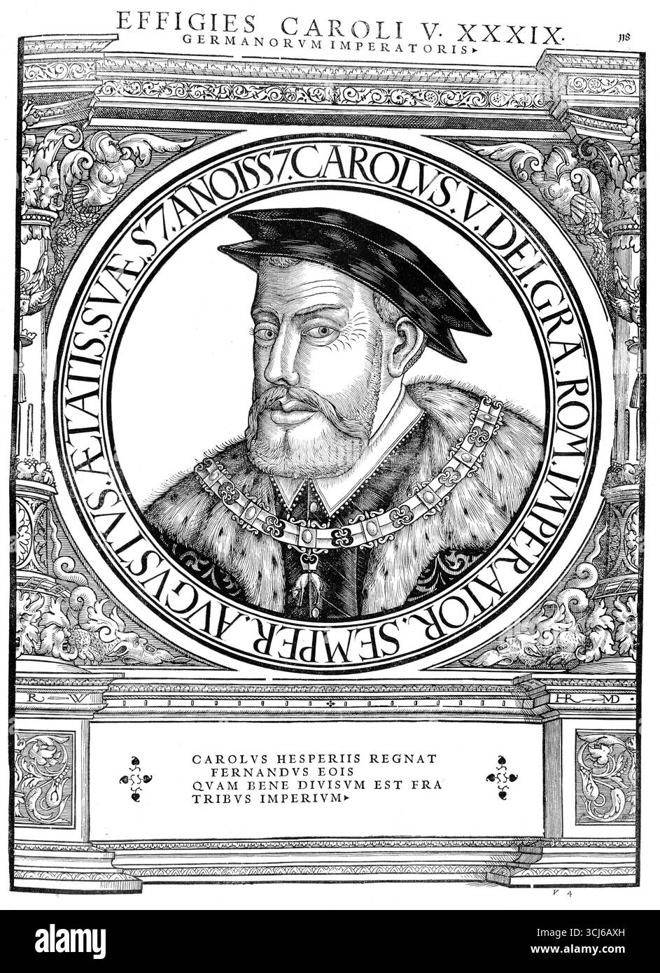 Karl V., Carlos I., Charles Quint (* 24. Februar 1500 am Fürstenhof in Gent, Burgund Niederlande, gestorben am 21. September 1558 in Cuacos de Yuste, Spanien) war Mitglied des Herrscherhauses Habsburg, Kaiser des Heiligen Römischen Reiches und als König Karl I. von Spanien, authentische, digital restaurierte Reproduktion eines Originals aus dem 19. Jahrhundert, Datum nicht angegeben Stockfoto