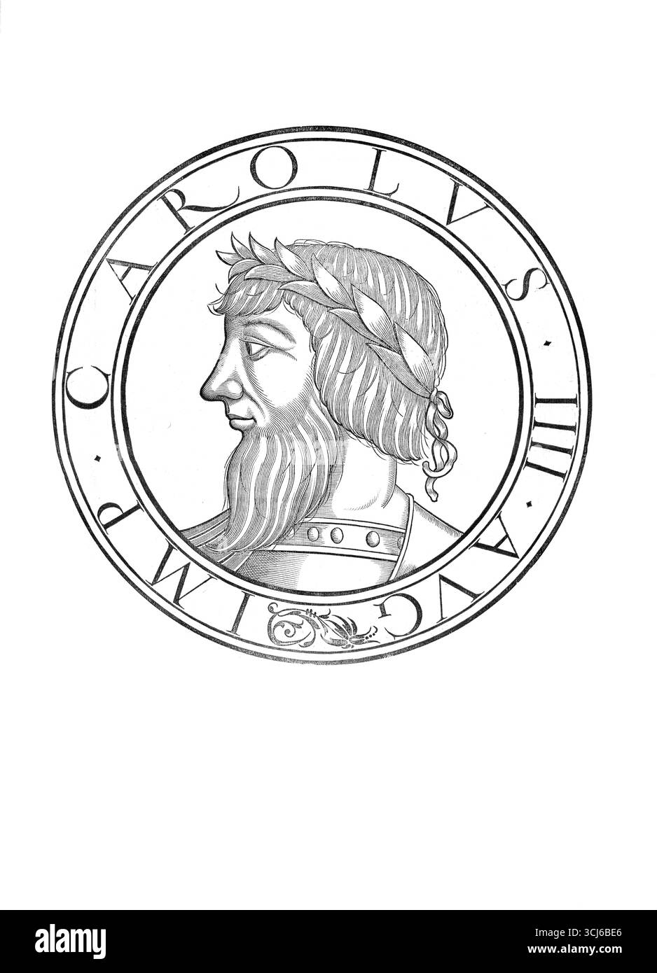 Karl IV., Karel IV. (* 14. Mai 1316 in Prag, gestorben am 29. November; 1378), geboren als Wenzel, war römisch-deutscher König (ab 1346), König von Böhmen (ab 1347), König von Italien (ab 1355), König von Burgund (ab 1365) und Kaiser von Heiligem Römischem Reich (ab 1355). Authentische, digital restaurierte Reproduktion eines Originals aus dem 19. Jahrhundert. Das Datensatzdatum wurde nicht angegeben. Stockfoto