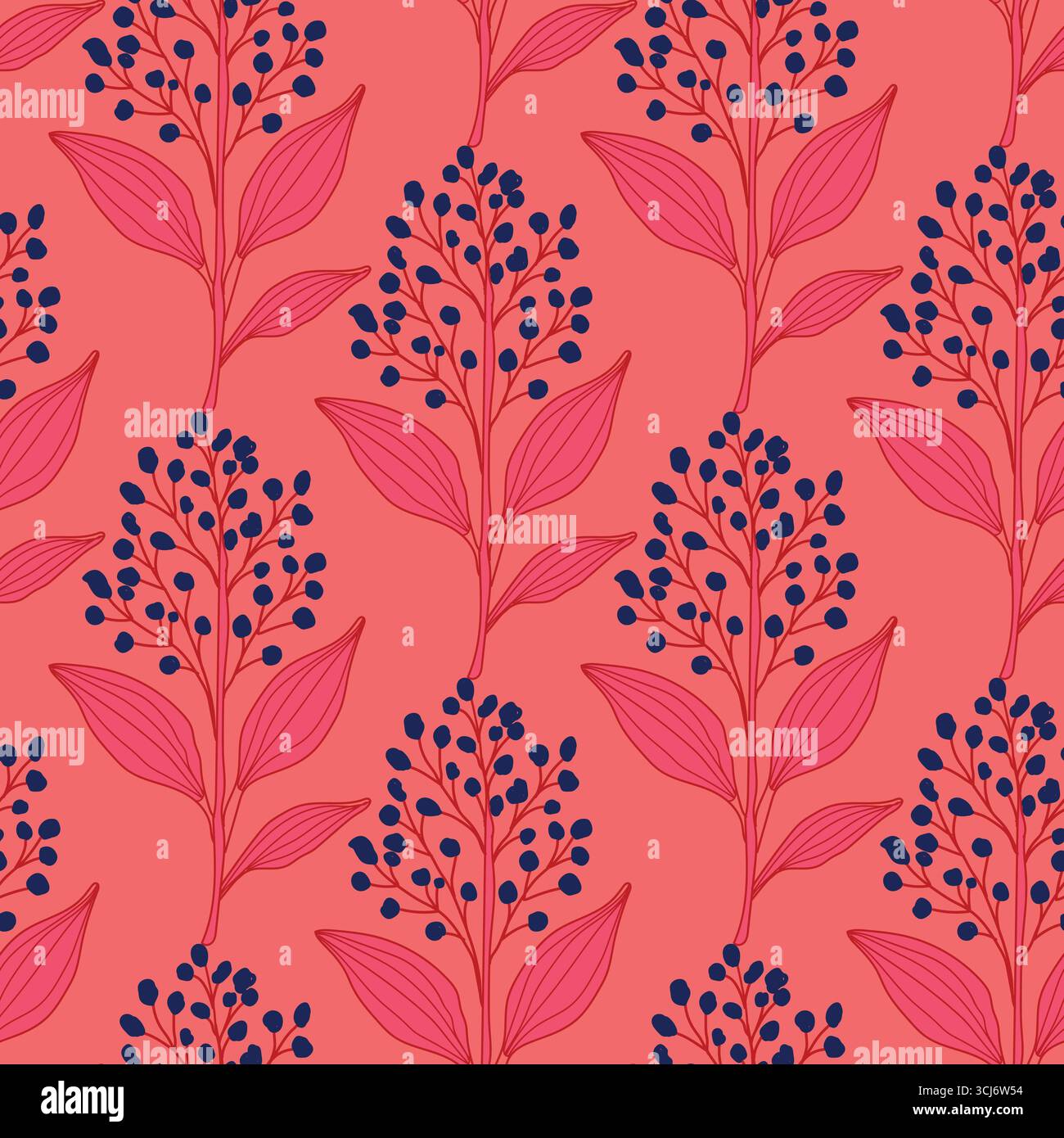 Süße rosa Blumen, nahtlose Hand auf einem romantischen weichen roten oder hellroten Hintergrund gezeichnet. Entwickelt für Stoff, Mode, Textilien und Geschenkpapier. Stock Vektor Süße rosa Blumen, nahtlose Hand auf einem romantischen weichen roten oder hellroten Hintergrund gezeichnet. Entwickelt für Stoff, Mode, Textilien und Geschenkpapier. Stock Vektor