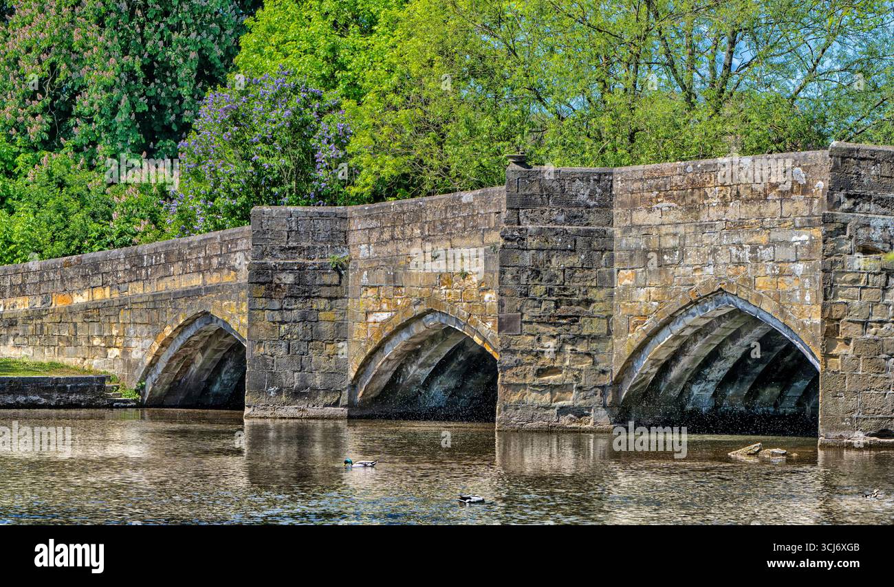 Die Bakewell Bridge über den Fluss Wye, Bakewell, Derbyshire, England, Großbritannien - Klasse I gelistet Stockfoto
