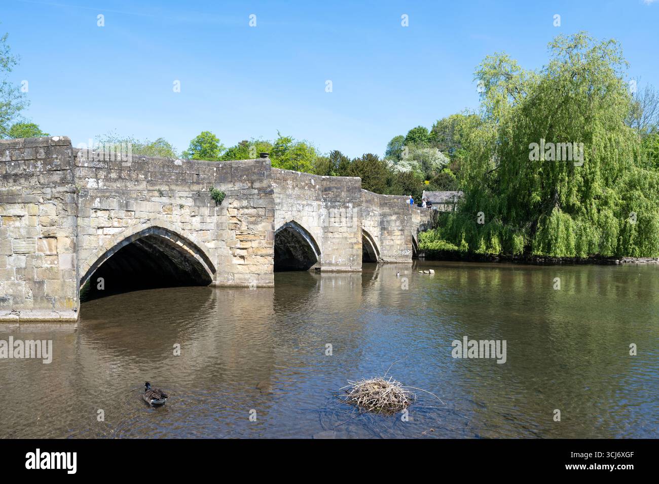 Die Bakewell Bridge über den Fluss Wye, Bakewell, Derbyshire, England, Großbritannien - Klasse I gelistet Stockfoto