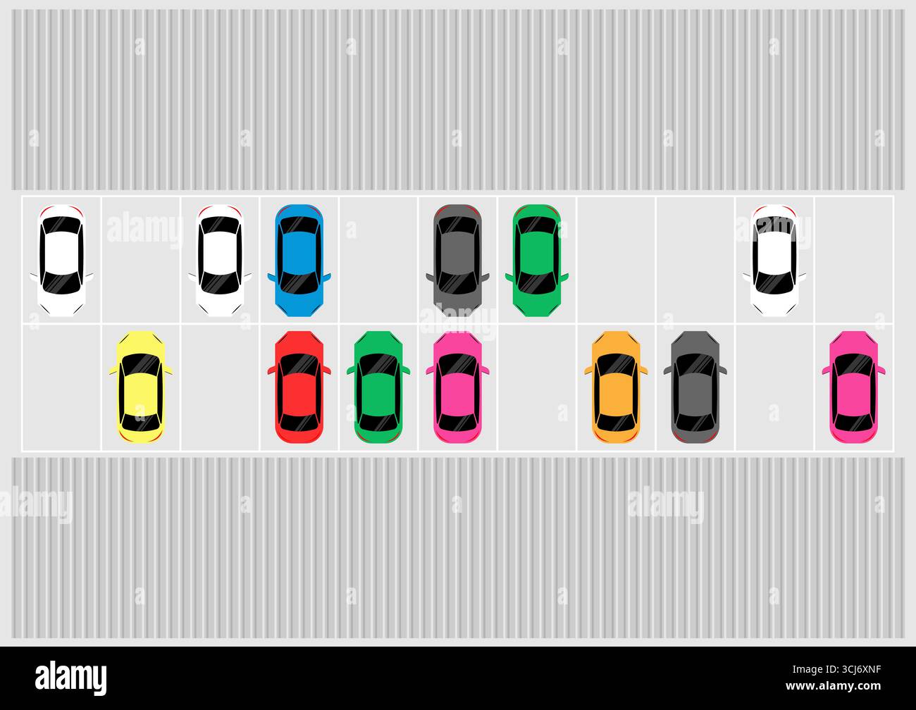 Parkplatz oder Parkplatz mit Blick von oben. Vektorabbildung. Stock Vektor