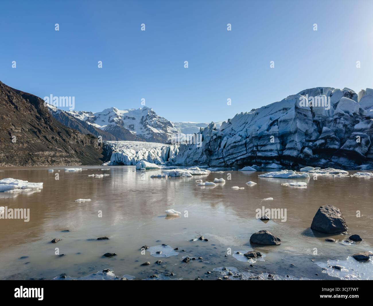 gletscher in Island, ewiges Eis, Gletscherrand See Stockfoto