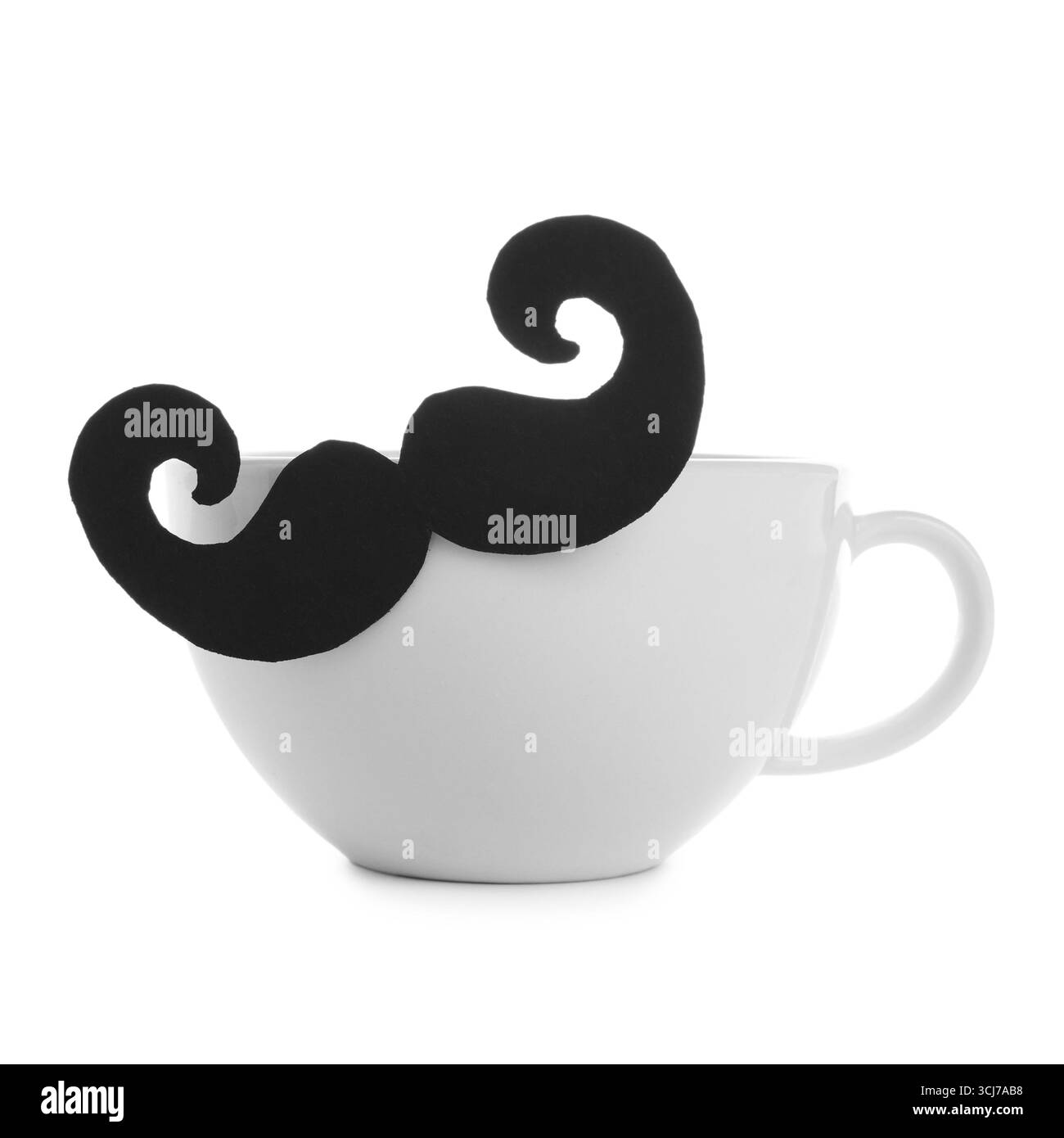 Alles Gute zum Vatertag. Tasse mit Schnurrbart isoliert auf weiß Stockfoto