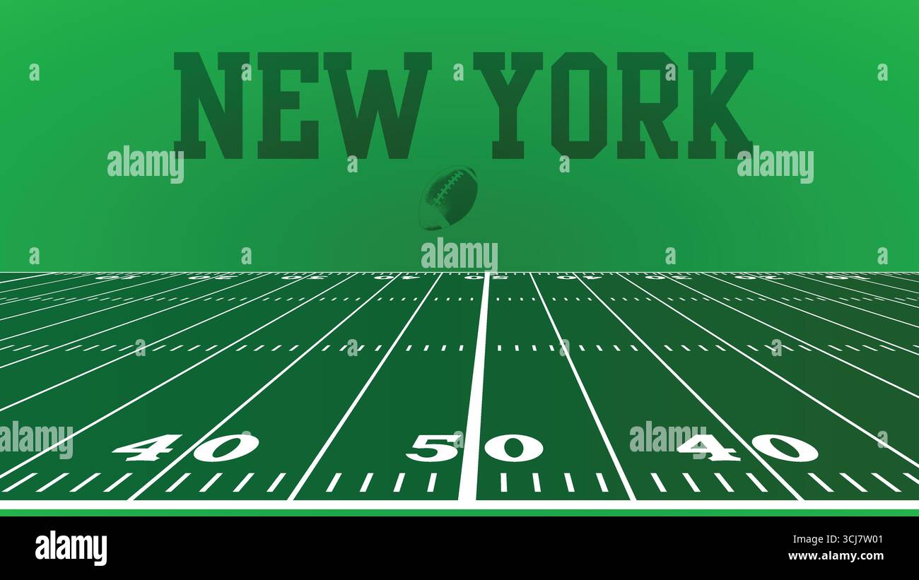 New York Zeichnungen von City Names, American Football Green Field, Vektorillustration abstraktes bearbeitbares Bild, Social Media und Webpost Stock Vektor