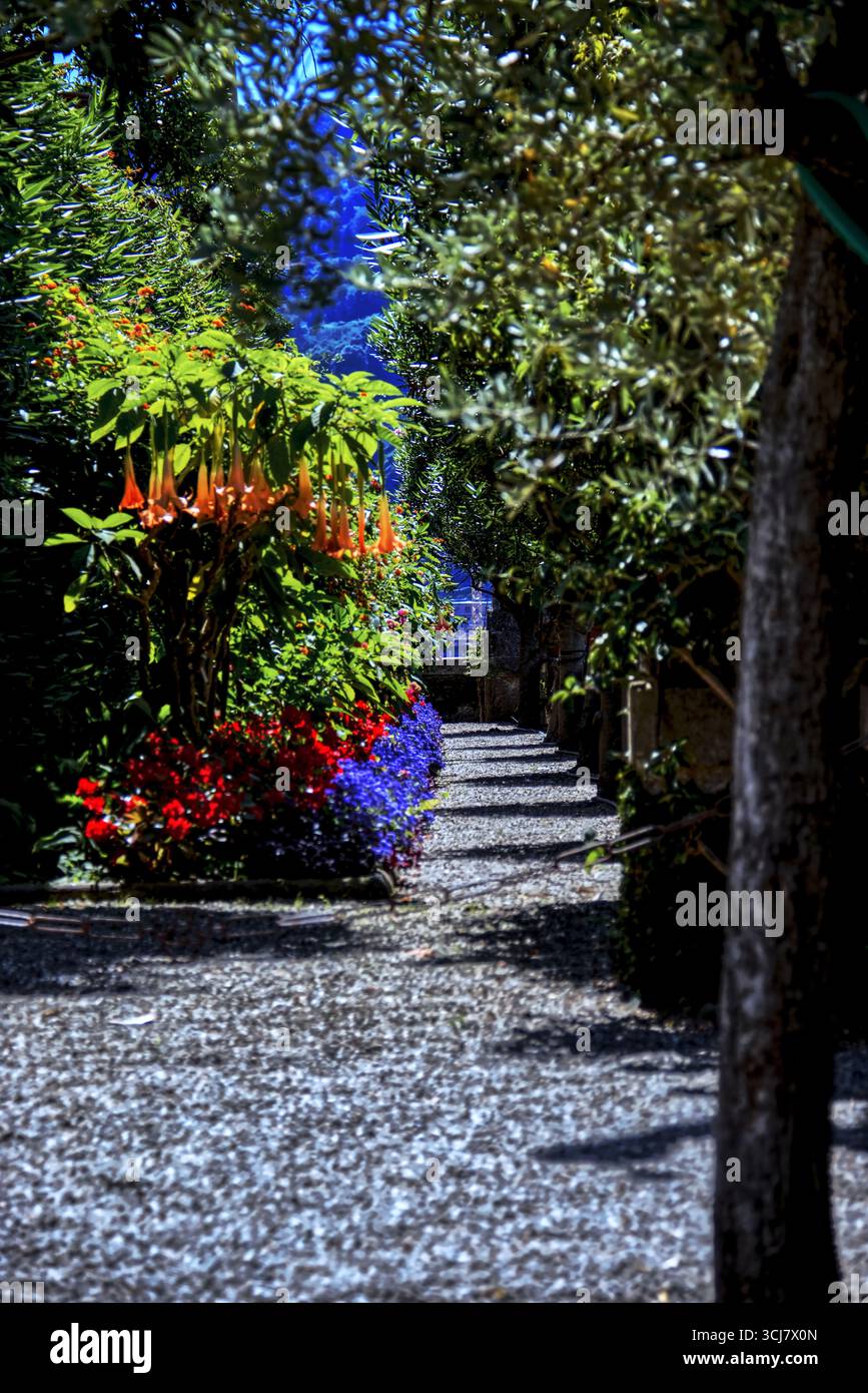 STRESA, ITALIEN 5. AUGUST 2025: Gärten des Borromeo-Palastes auf der Isola Bella am Lago Maggiore im Piemont. Stockfoto