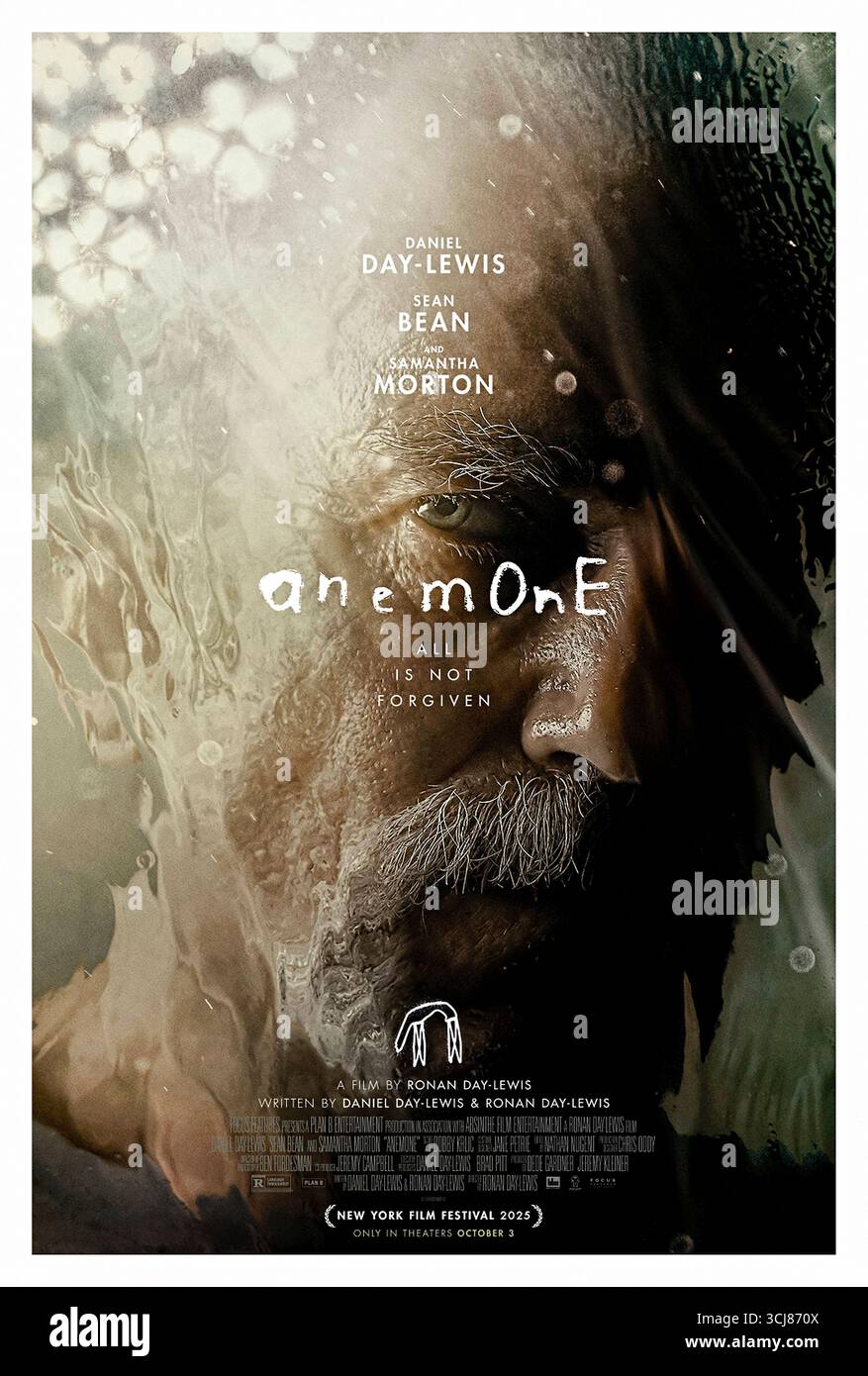 Anemone (2025) von Ronan Day Lewis mit Daniel Day Lewis, Sean Bean und Samantha Morton. Ein psychologisches Drama, das die komplexen und tiefgreifenden Bande zwischen Vätern, Söhnen und Brüdern erforscht. US-Poster NUR FÜR REDAKTIONELLE ZWECKE. Hinweis: BFA/FOCUS-Funktionen Stockfoto