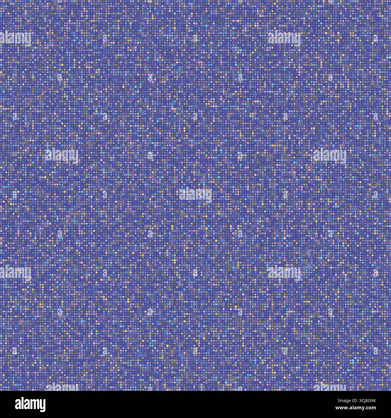 Nahtloses geometrisches Muster. Verschiedene geometrische Formen in mehreren Farben. Blau, Lila, Indigo, Lavendel, Periwinkle. Lebendige Vektor-Illustration. Stock Vektor