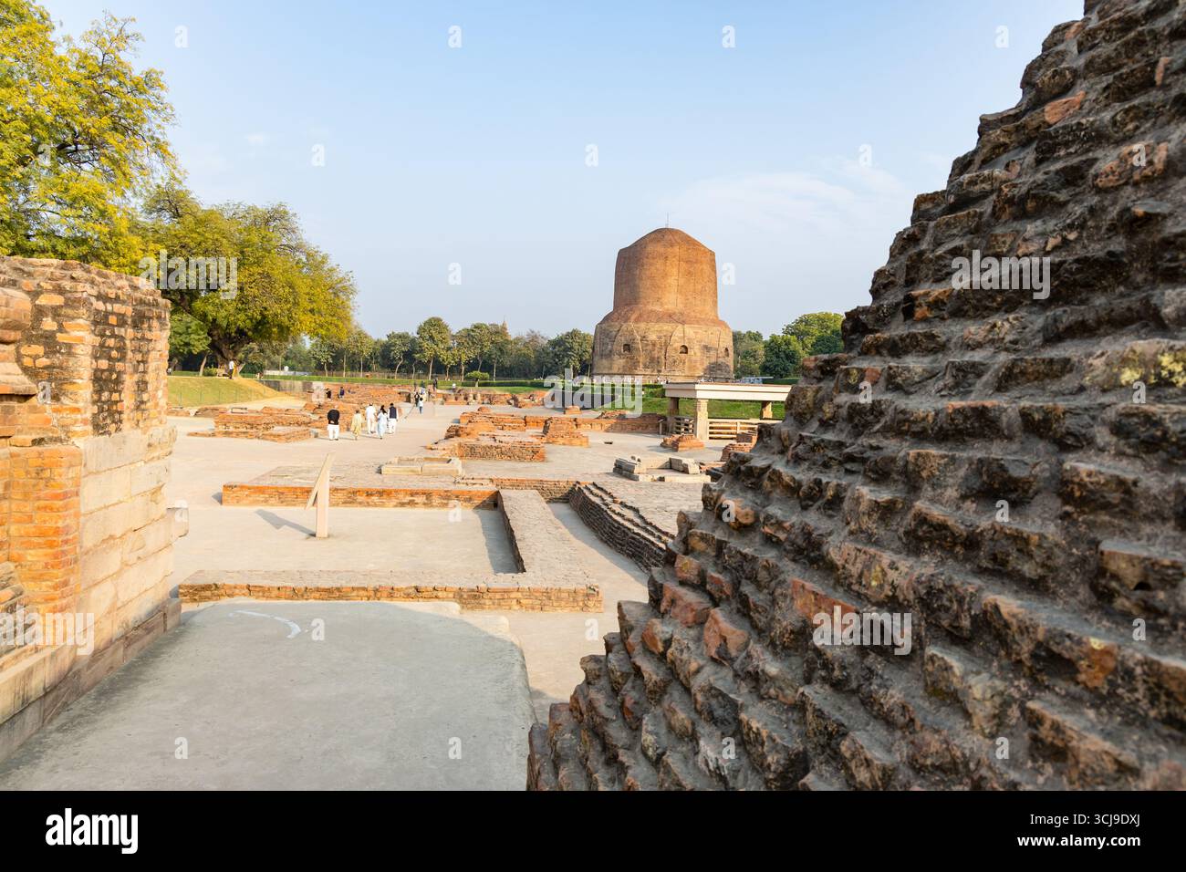Das antike sarnath Dhamek Stupa buddhistische Kulturerbe aus einer anderen Perspektive wurde am 18. Februar im Sarnath Museum in Sarnath uttar pradesh indien aufgenommen Stockfoto