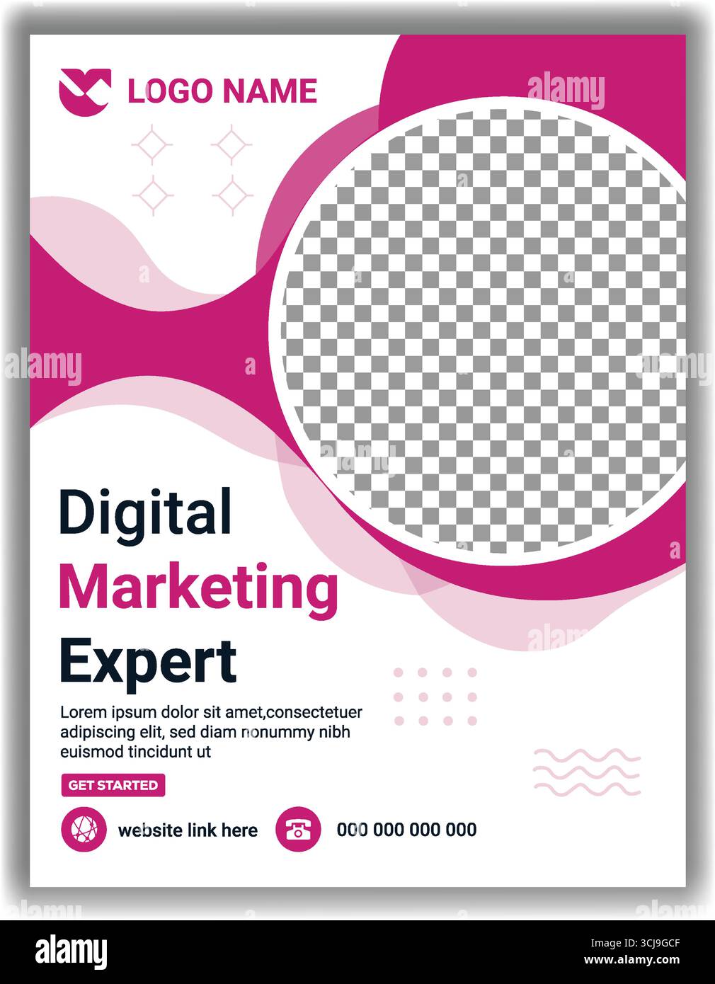 Digital Advertising Expert Flyer Vorlage kreative Corporate Promotion Vektor Design in Rosa und weiß Thema Stock Vektor