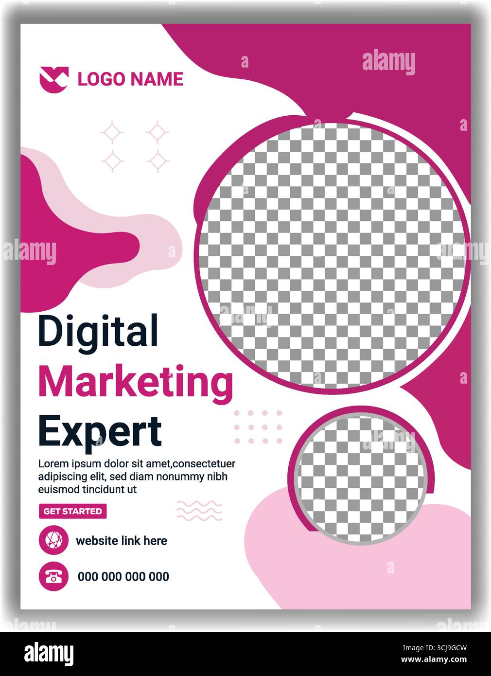 Kreative digitale Marketing Agentur Flyer Vorlage Rosa und weiß Corporate Business Promotion Vektor Design Stock Vektor