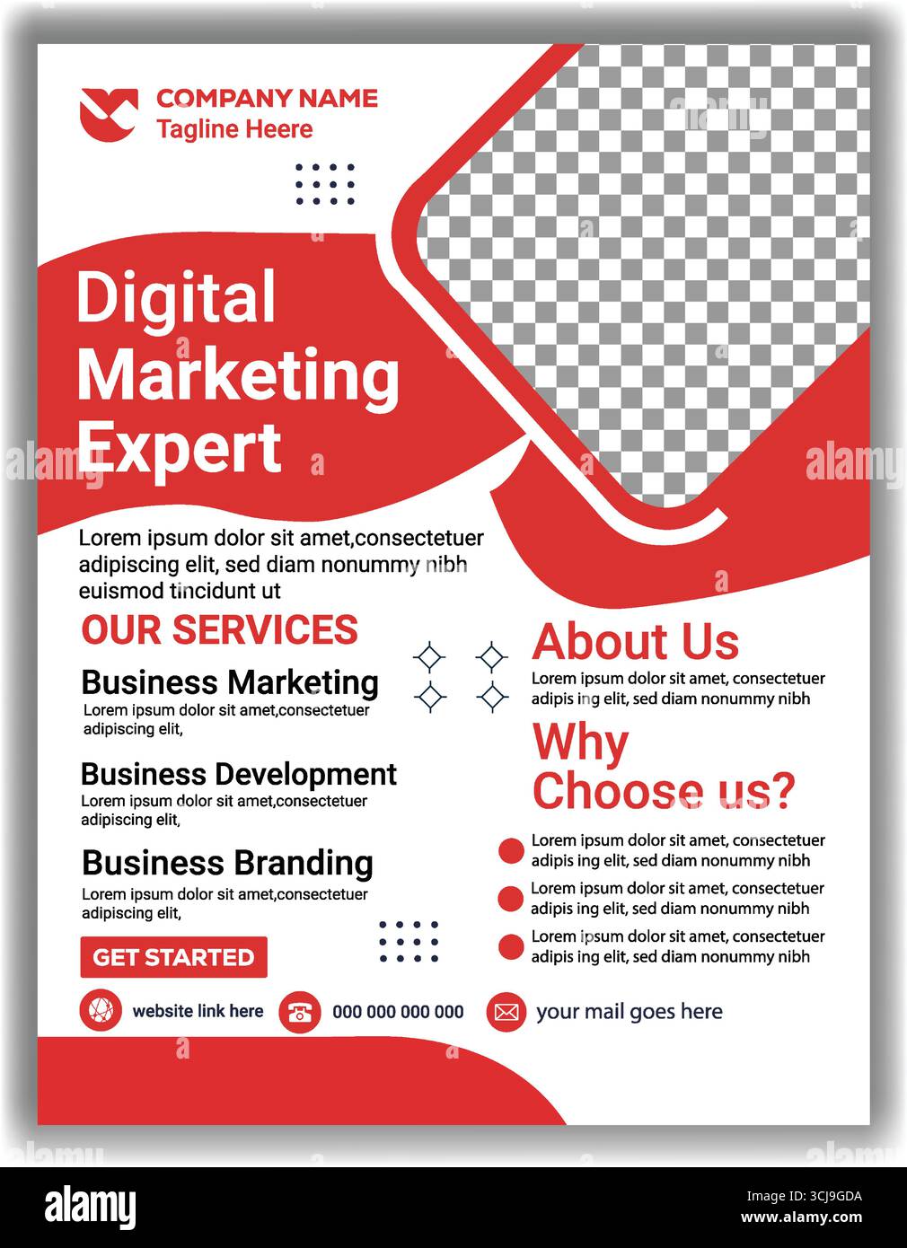 Creative Digital Marketing Agency Flyer Template Red Corporate Business Branding & Promotion Vector Design Stock Vektor