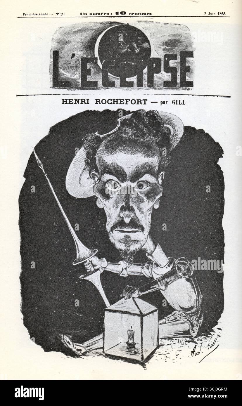 L'Eclipse. Premiere année numéro 20,7 juin 1868. Henri Rochefort par Gill Stockfoto
