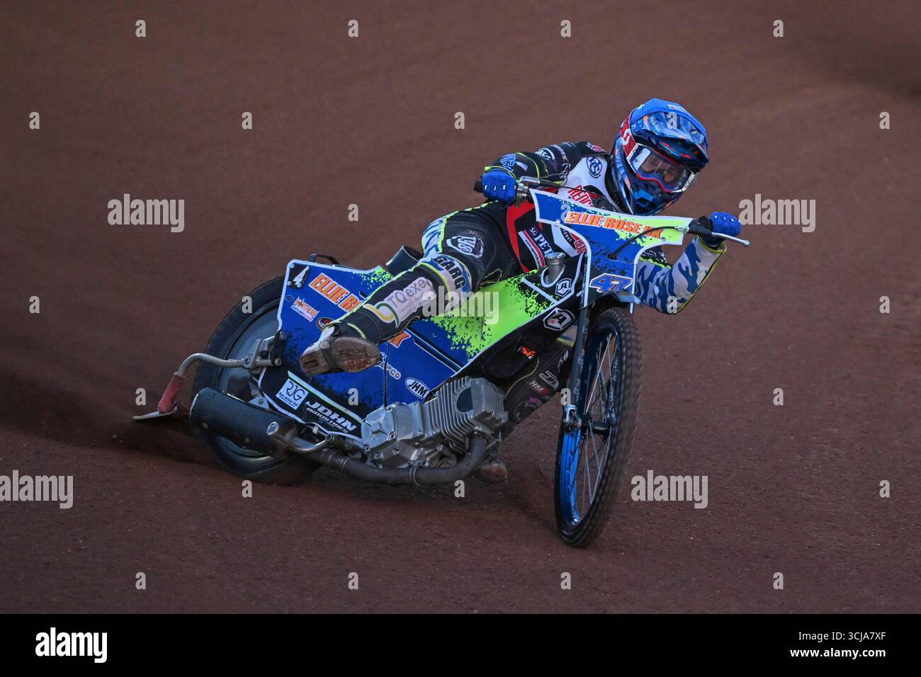 Jake Allen von Redcar Bears tritt am Freitag, den 5. September 2025, in Heat 3 beim Cab Direct Championship-Spiel zwischen Redcar Bears und Workington Comets vor. (Foto: Trevor Wilkinson | MI News) Credit: MI News & Sport /Alamy Live News Stockfoto