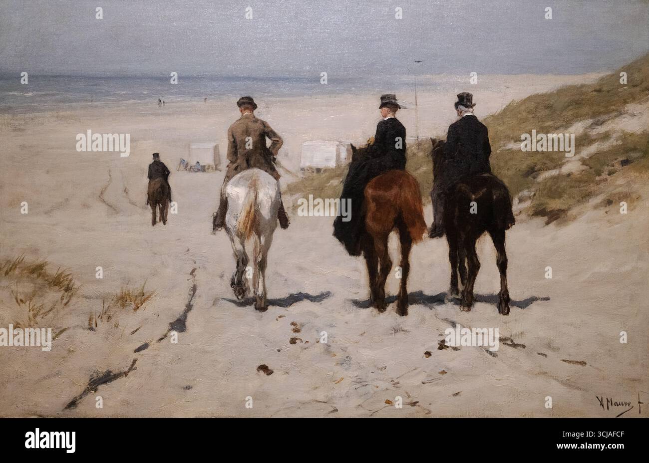 Anton Mauve 'Morgenfahrt entlang des Strandes' 1876, Anton Mauve Gemälde, von der niederländischen Haager Malerschule, niederländisches Ölgemälde aus dem 19. Jahrhundert Stockfoto