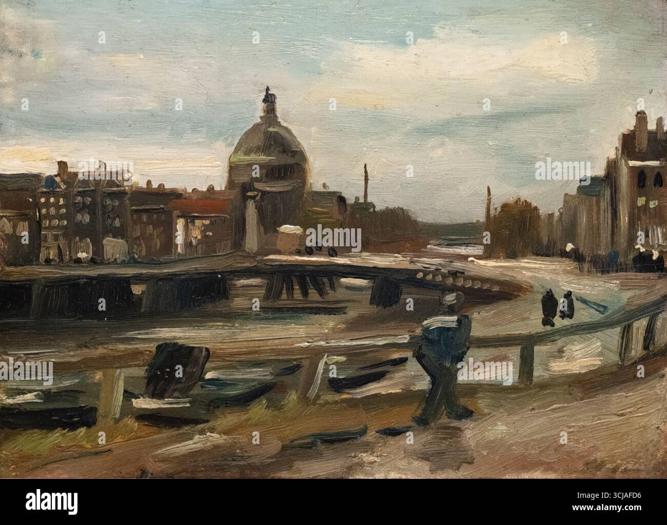 Vincent Van Gogh 'der Singel in der Nähe der lutherischen Kirche in Amsterdam' 1885. Van Gogh Gemälde, Öl auf Platte, Postimpressionismus aus dem 19. Jahrhundert. Stockfoto