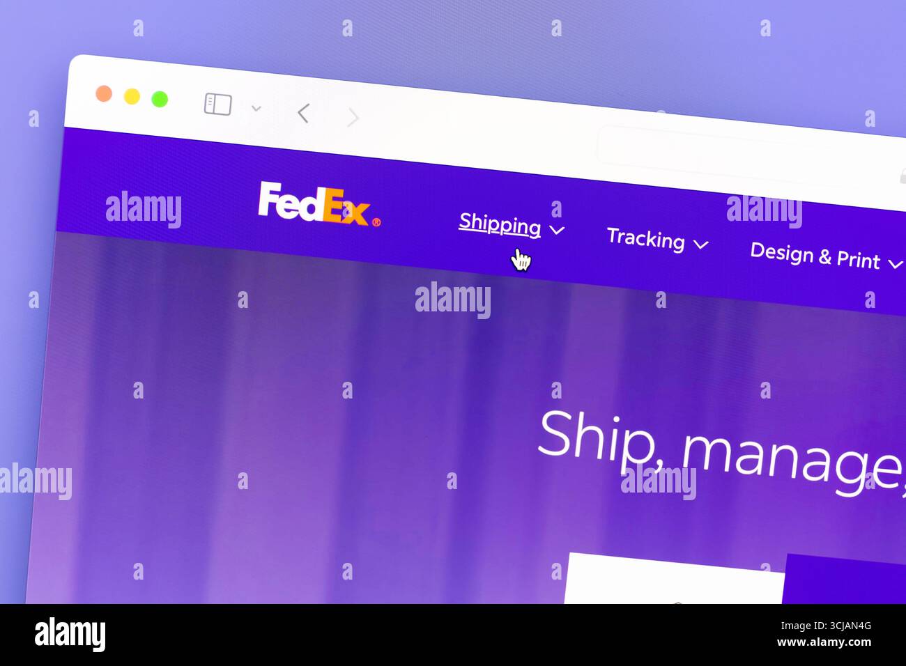 Ostersund, Schweden - 4. September 2025: FedEx-Website. FedEx Corporation ist ein US-amerikanisches multinationales Kurierzustellunternehmen. Stockfoto