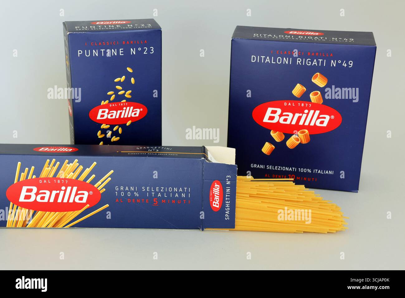 Barilla Pasta aus ausgewähltem italienischen Weizen Stockfoto