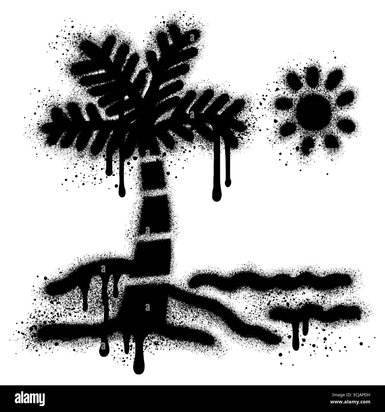 Palmengraffiti mit schwarzer Sprühfarbe. Vektorabbildung. Stock Vektor