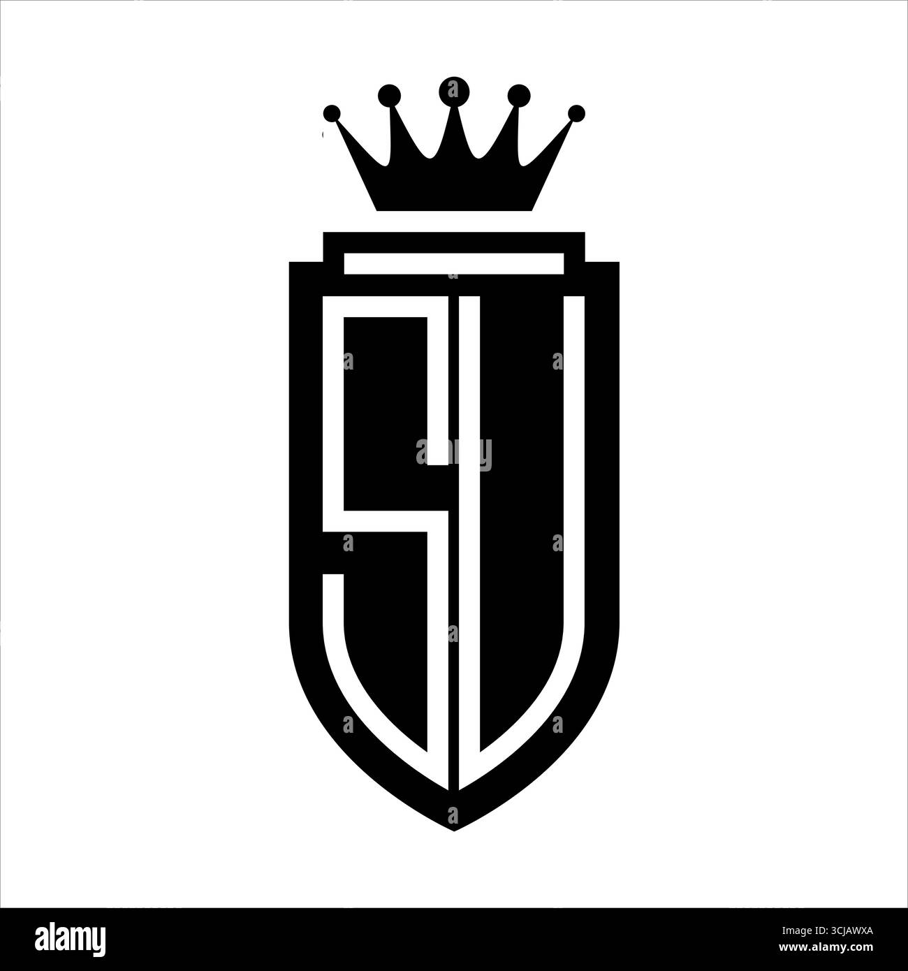 SU Vector Logo Initialen Schild mit königlicher Krone minimalistischer, eleganter Stil mit Innenrand Stock Vektor