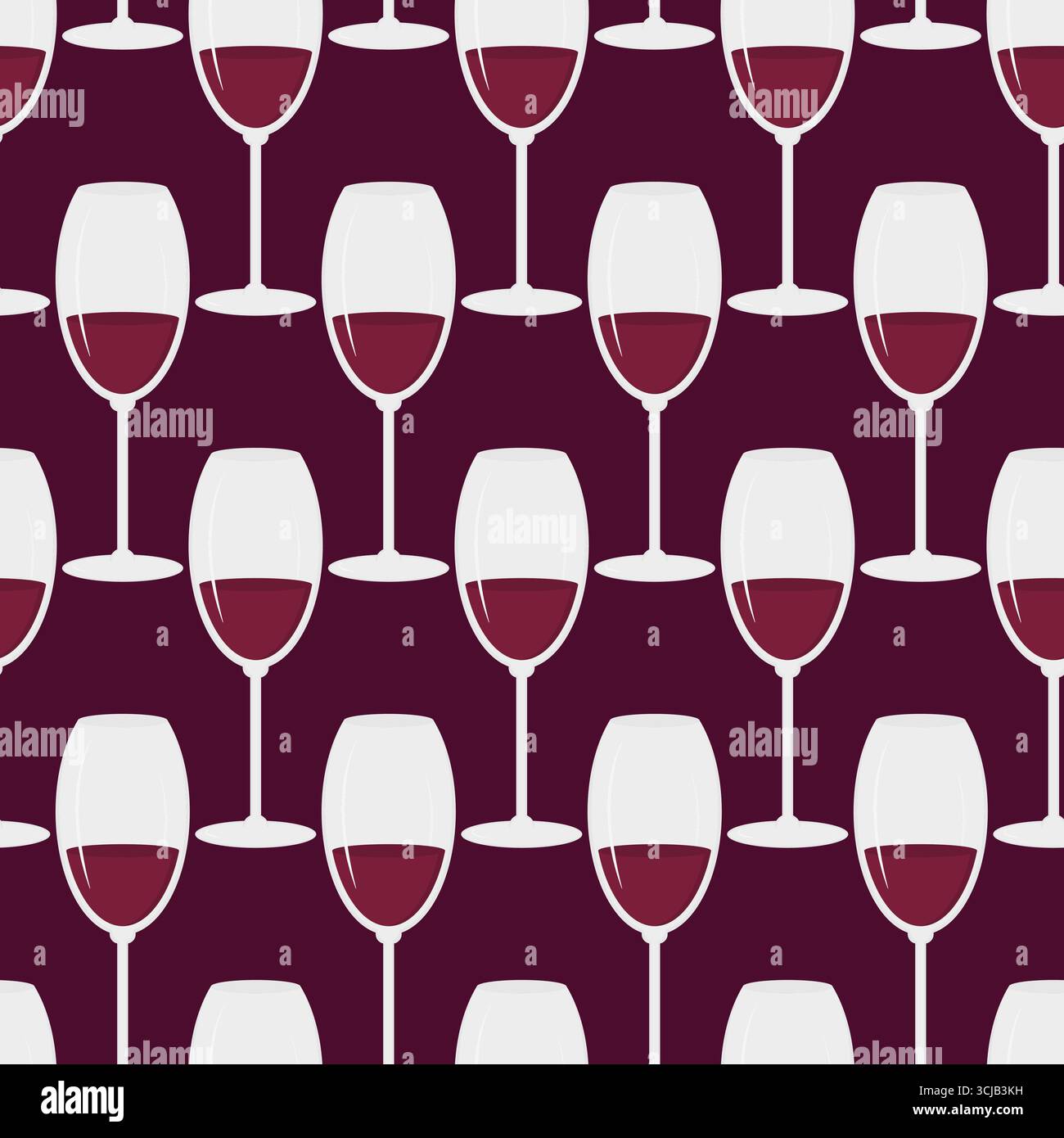 Handgezeichnetes Weinglas mit nahtlosem Muster für den Weintag oder den Feiertag zum Geburtstag. Isolierte Vektor-Illustration Wallpaper Wrapping Thematische Karten oder Werbebanner Broschüren, Tag, Etiketten Stock Vektor
