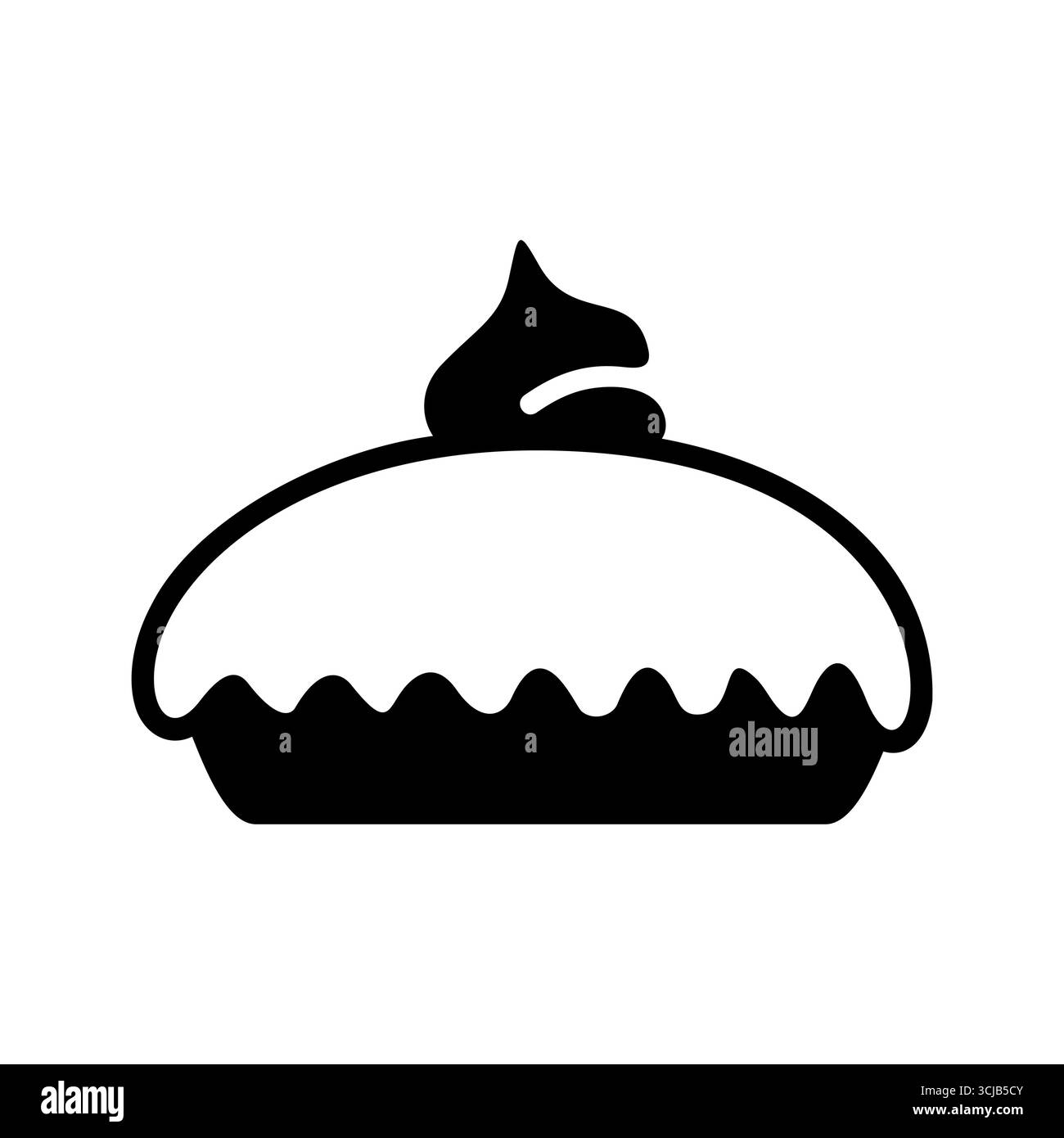 Eine köstliche Vektor-Silhouette-Ikone eines Kürbispie mit Schlagsahne, symbolisiert festliche Desserts und Feiertage. Perfekt für als Stock Vektor