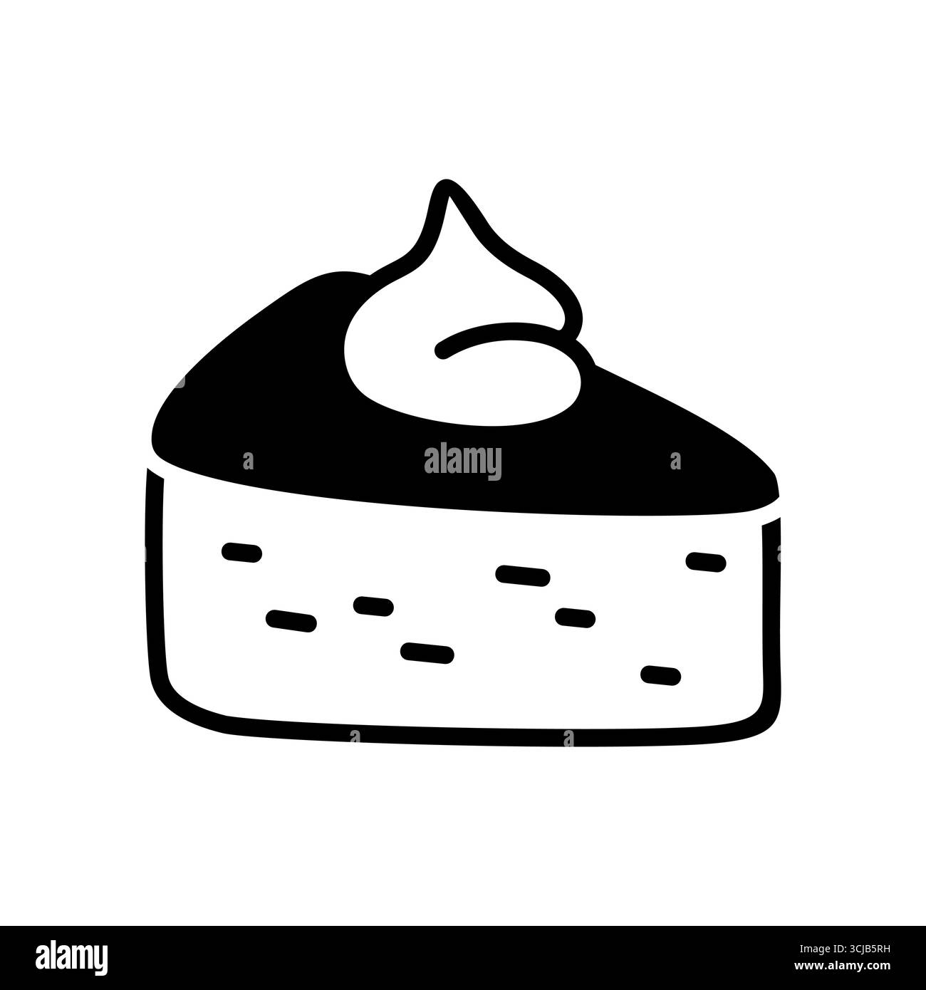 Eine klassische Vektor-Silhouette eines Kürbisstücks, gekrönt mit einem Klecks Schlagsahne. Dieses Symbol symbolisiert festliche Desserts, Festmahlzeiten und Stock Vektor