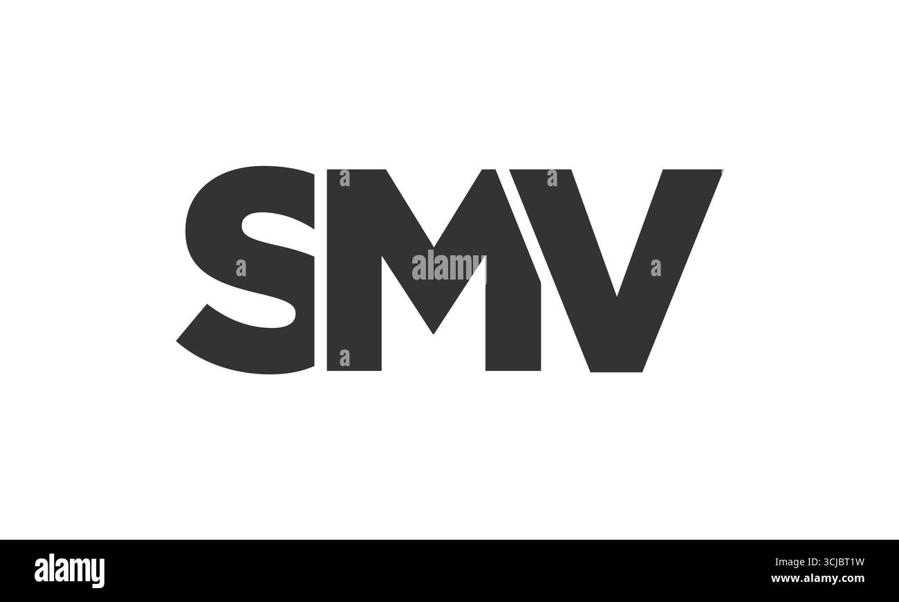 SMV-Logo-Designvorlage mit starkem und modernem, fettgedrucktem Text. Anfänglich basierter Vektorlogotyp mit einfacher und minimaler Typografie. Trendige Firmen-ID Stock Vektor