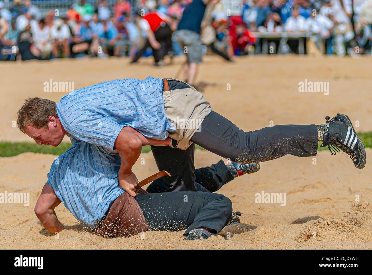 Schweizer Wrestler kämpfen bei der NOS 2012 in Silvaplana, Schweiz Stockfoto
