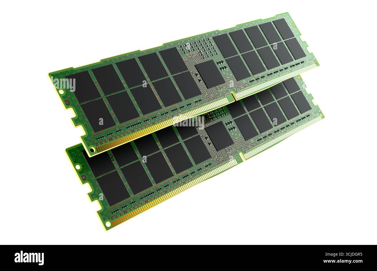 Computer RAM-Speichermodule. 3D-Rendering isoliert auf weißem Hintergrund Stockfoto