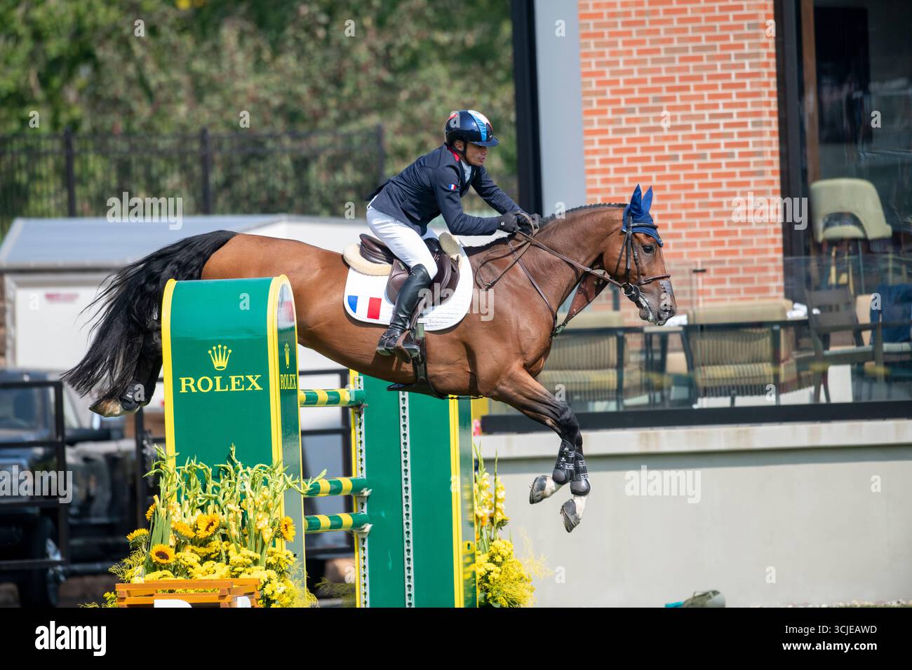 Calgary, Alberta, Kanada, 6. September 2025. Olivier Robert (FRA) Riding Iglesias DV - CSIO Spruce Meadows Masters, - BMO Nations Cup - Credit: Peter Llewellyn/Alamy Live News Stockfoto