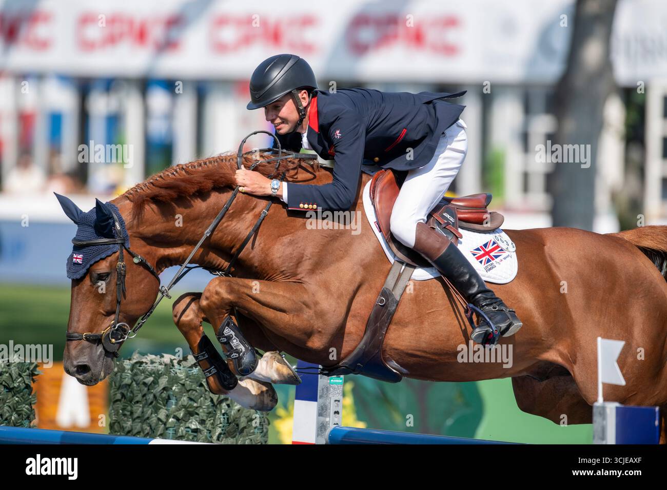 Calgary, Alberta, Kanada, 6. September 2025. Joseph Stockdale (GB) Reiten eBanking - CSIO Spruce Meadows Masters, - BMO Nations Cup - Credit: Peter Llewellyn/Alamy Live News Stockfoto