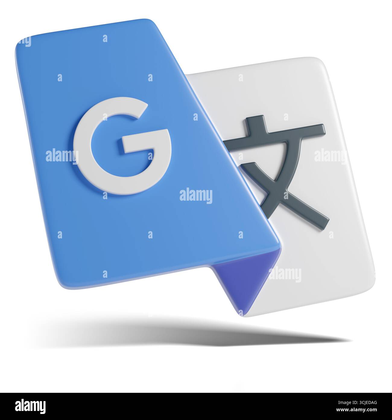 Buenos Aires, Argentinien; 6. September 2025: Dreidimensionales Google Translate Logo isoliert auf weißem Hintergrund. 3D-Abbildung. Stockfoto