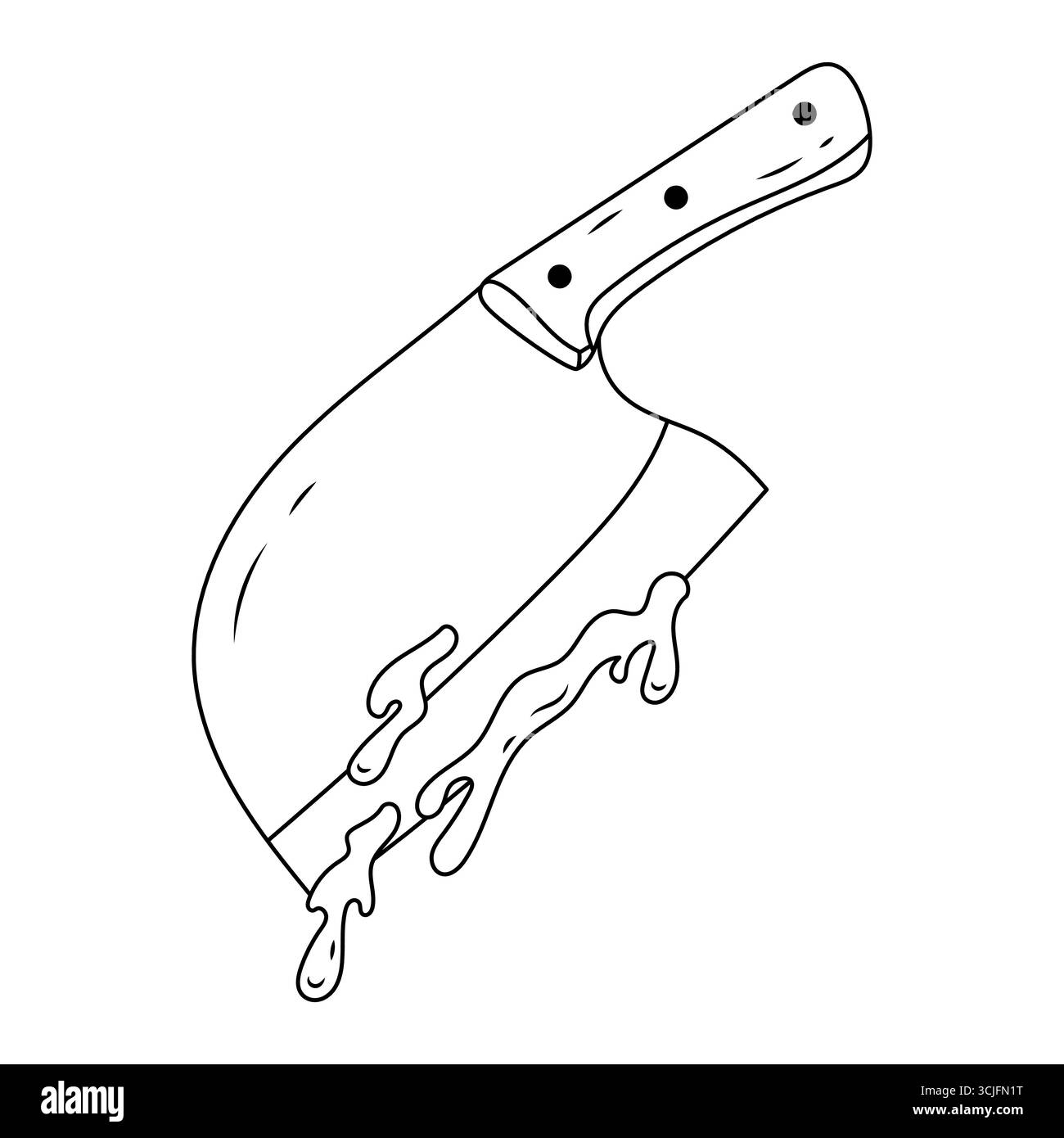 Halloween-Metzgermesser mit Blut im Doodle-Stil Stock Vektor
