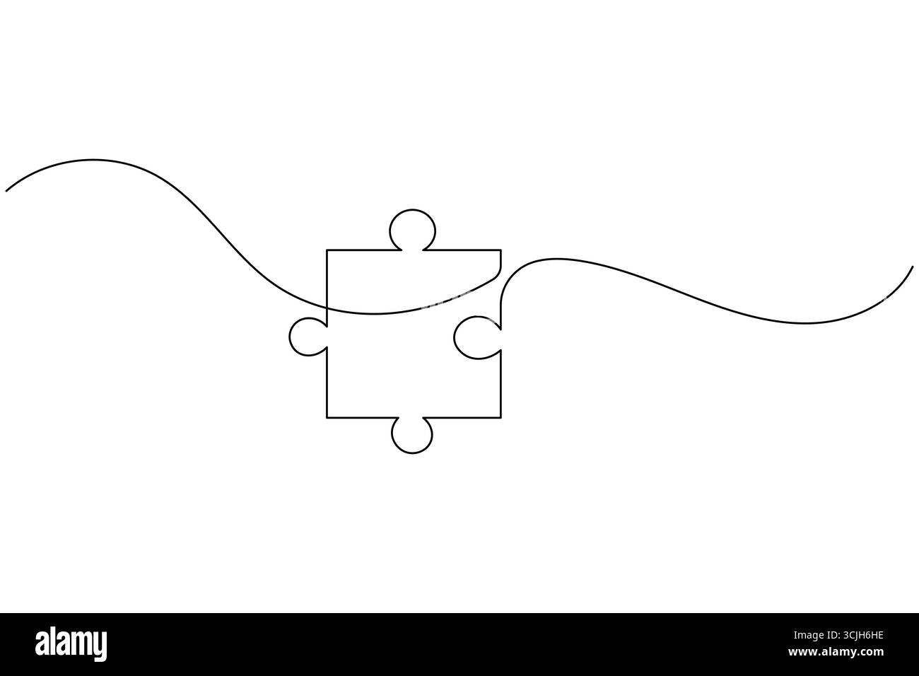 Kontinuierliche Strichgrafik-Illustration eines Puzzleteils, perfekt für Konzepte zur Problemlösung Stock Vektor