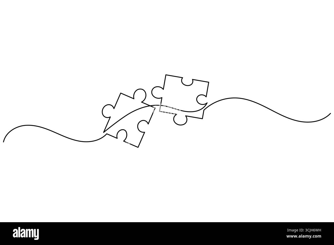 Kontinuierliche Strichgrafik-Illustration eines Puzzleteils, perfekt für Konzepte zur Problemlösung Stock Vektor