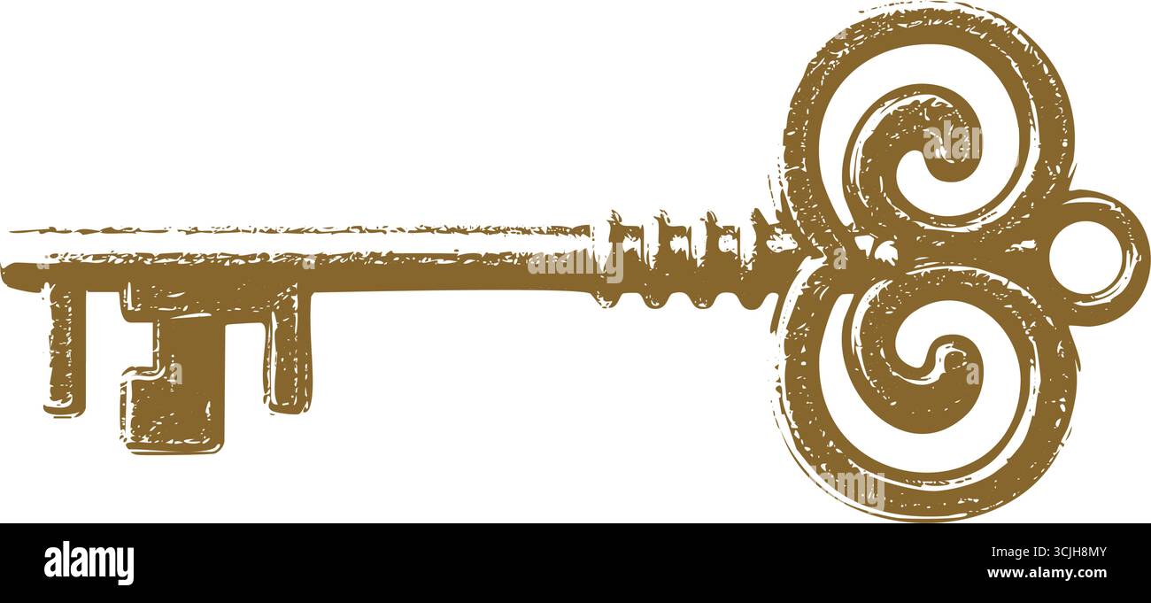Vintage-Schlüsselskizze. Vektorabbildung Stock Vektor