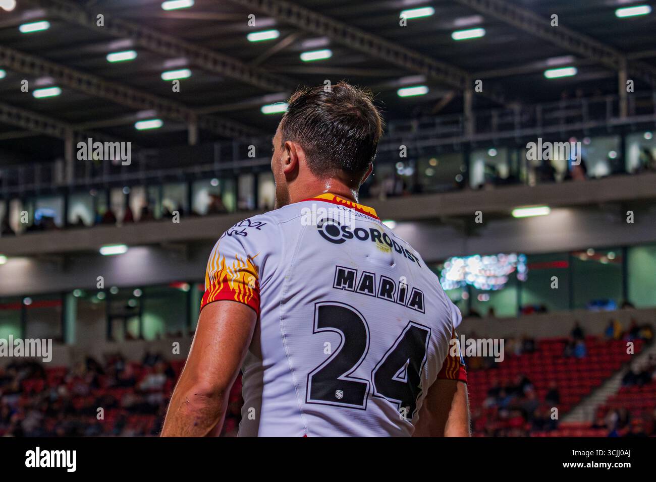 Franck Maria für Catalans Dragons Away bei Salford Red Devils in der Super League im Salford Community Stadium, Salford, Großbritannien, 04.09.2025 Stockfoto